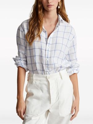 Polo Ralph Lauren plaid two-tone linen shirt - White