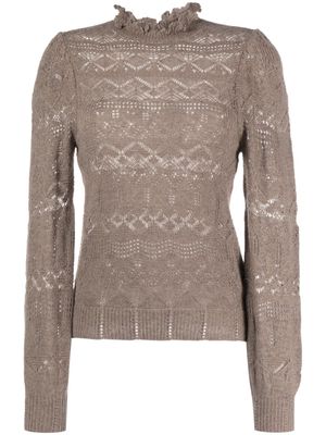 Polo Ralph Lauren pointelle-knit long-sleeved jumper - Brown