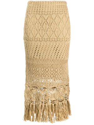 Polo Ralph Lauren pointelle-knit macrame fringe Skirt - Neutrals