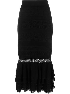 Polo Ralph Lauren pointelle-knit ruffled midi skirt - Black