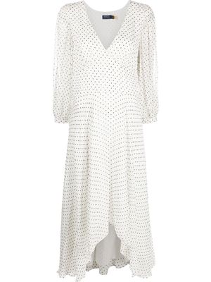 Polo Ralph Lauren polka-dot long-sleeve V-neck dress - White