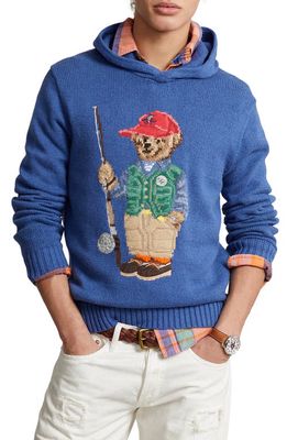 Polo Ralph Lauren Polo Bear Embroidered Hooded Sweater in Old Royal