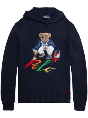 Polo Ralph Lauren Polo Bear intarsia-knit hoodie - Blue