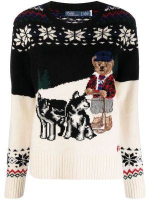 Polo Ralph Lauren Polo Bear patterned intarsia-knit jumper - Black