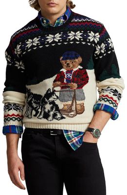 Polo Ralph Lauren Polo Bear Sled Dog Wool Blend Sweater in Snowflake Combo