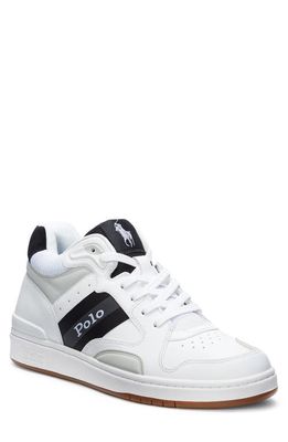Polo Ralph Lauren Polo Court Mid Top Pro Sneaker in White /Grey