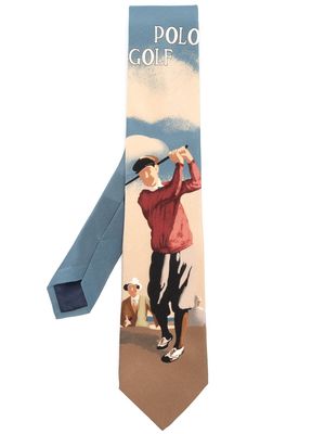 Polo Ralph Lauren Polo Golf-print silk crepe tie - Blue