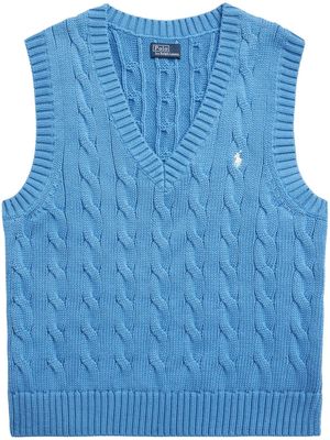 Polo Ralph Lauren Polo Pony embroidered cable knit vest - Blue
