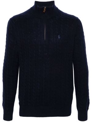 Polo Ralph Lauren Pony-embroidered cable-knit jumper - Blue