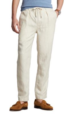 Polo Ralph Lauren Prepster Slim Fit Stripe Linen Blend Pants in Andover Cream Pinstripe