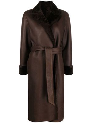 Polo Ralph Lauren reversible shearling belted coat - Brown