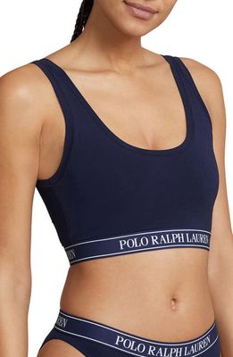 Polo Ralph Lauren Ribbed Built-Up Bralette in Navy at Nordstrom, Size X-Large