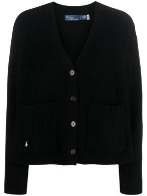 Polo Ralph Lauren ribbed-knit polo-embroidered cardigan - Black