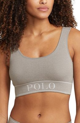 Polo Ralph Lauren Ribbed Square Neck Bralette in Heather Grey