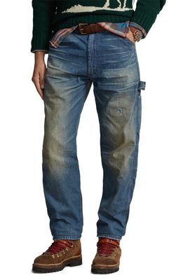 Polo Ralph Lauren Rigid Denim Dungaree Jeans in Saddlebunch
