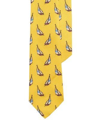 Polo Ralph Lauren Sailboat-jacquard linen tie - Yellow