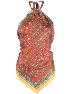Polo Ralph Lauren scarf-print halterneck top - Orange
