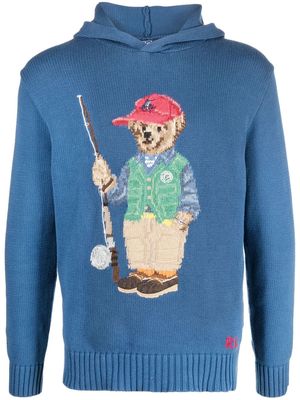 Polo Ralph Lauren signature-bear knitted hoodie - Blue