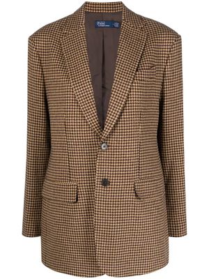 Polo Ralph Lauren single-breasted houndstooth tweed blazer - Brown