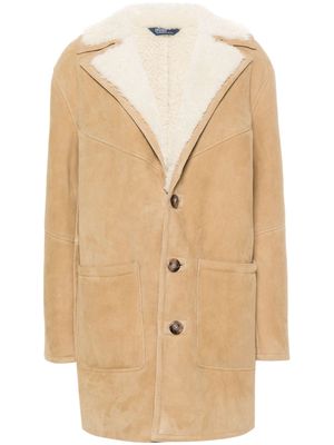 Polo Ralph Lauren single-breasted reversible shearling coat - Neutrals