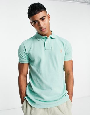 Polo Ralph Lauren slim fit pique polo in light green with pony logo
