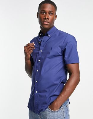 Polo Ralph Lauren slim fit short sleeve poplin shirt in light navy