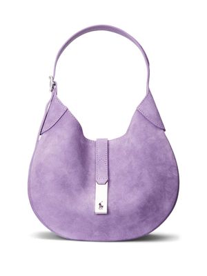Polo Ralph Lauren small logo-charm suede shoulder bag - Purple