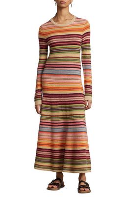 Polo Ralph Lauren Stripe Long Sleeve Wool Blend Sweater Dress in Multi Stripe