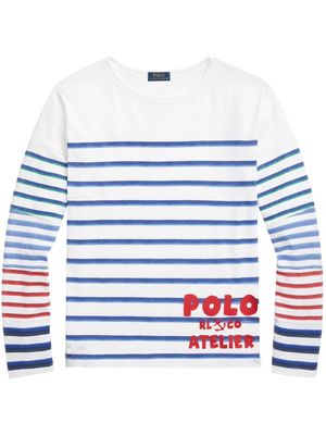 Polo Ralph Lauren stripe-pattern cotton T-shirt - White