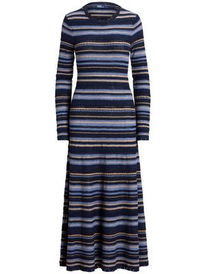 Polo Ralph Lauren stripe-pattern linen-blend dress - Blue