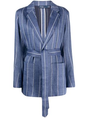 Polo Ralph Lauren striped belted linen blazer - Blue