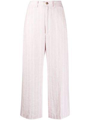 Polo Ralph Lauren striped cropped-leg linen trousers - Pink