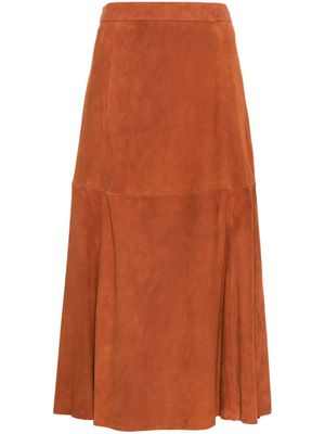 Polo Ralph Lauren suede A-line midi skirt - Orange