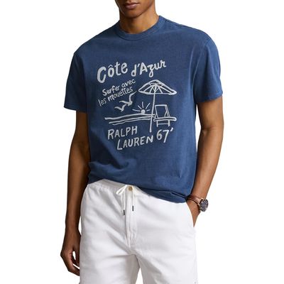 Polo Ralph Lauren Surf with Seagulls Graphic T-Shirt in Annapolis Blue