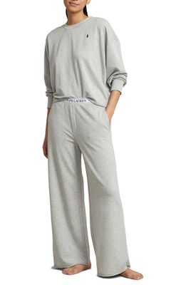 Polo Ralph Lauren Sweatshirt & Wide Leg Pajamas in Heather Grey