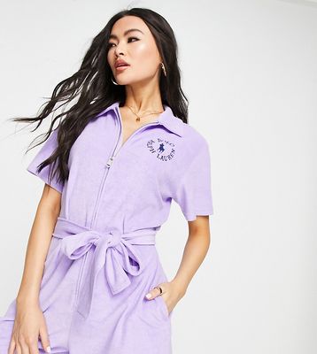 Polo Ralph Lauren x ASOS exclusive collab logo terry cotton romper in lavender-Purple