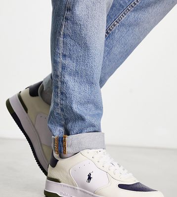 Polo Ralph Lauren x ASOS exclusive collab masters court low leather sneakers in cream, navy, green with pony logo-Multi