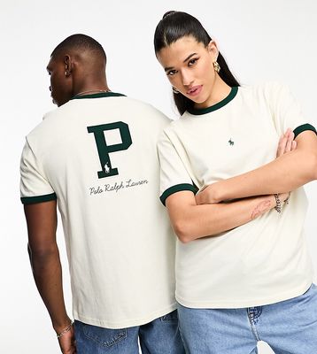 Polo Ralph Lauren x ASOS exclusive collab t-shirt with central pony and backprint logo in cream-White