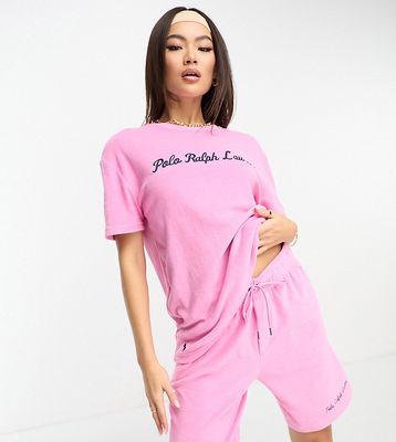 Polo Ralph Lauren x ASOS exclusive collab terrycloth T-shirt in pink with chest script logo