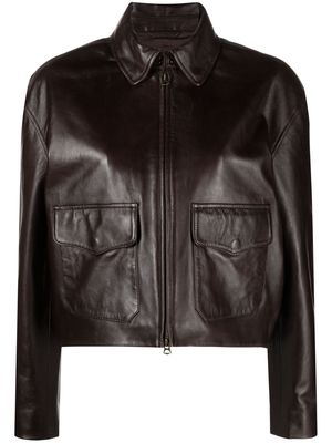 Polo Ralph Lauren zip-up cropped leather jacket - Brown