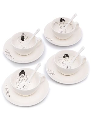 POLSPOTTEN Undressed ceramic tea set - White
