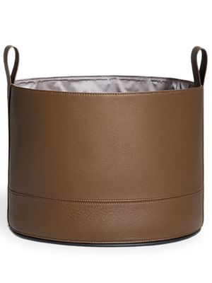 Poltrona Frau small debossed-logo leather basket - BROWN