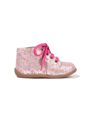 Pom D'api floral-print leather boots - Pink