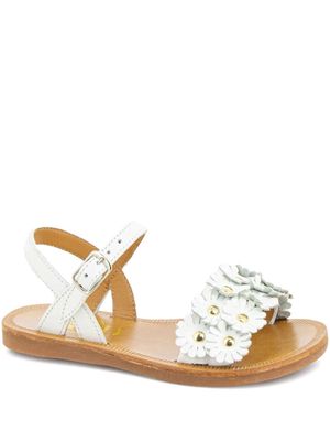 Pom D'api Flower leather sandals - White