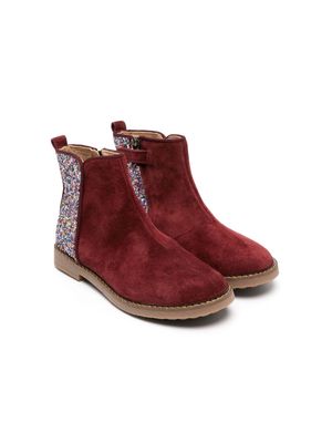 Pom D'api glitter-panels suede ankle boots - Red