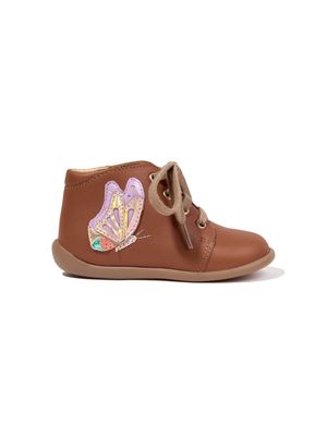 Pom D'api patch-appliqué leather boots - Brown