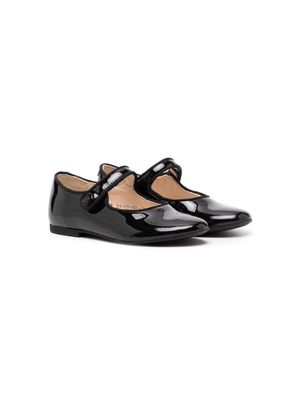 Pom D'api touch-strap patent-leather ballerina shoes - BLACK
