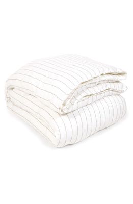 Pom Pom at Home Blake Stripe Linen Duvet Cover in White/natural
