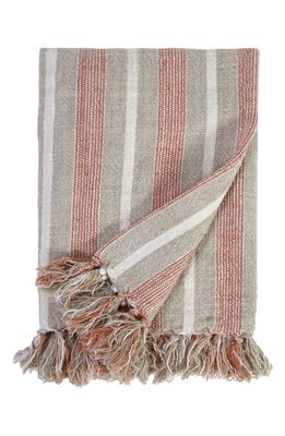 Pom Pom at Home Montecito Stripe Linen Throw Blanket in Terra Cotta/natural