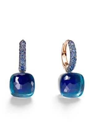 Pomellato 18kt rose and white gold Nudo gemstone earrings - Blue